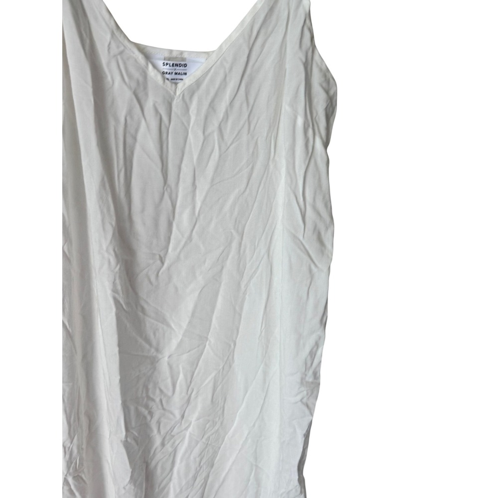 Splendid x Gray Malin White V-Neck Midi Dress Sleeveless Side Slit XL